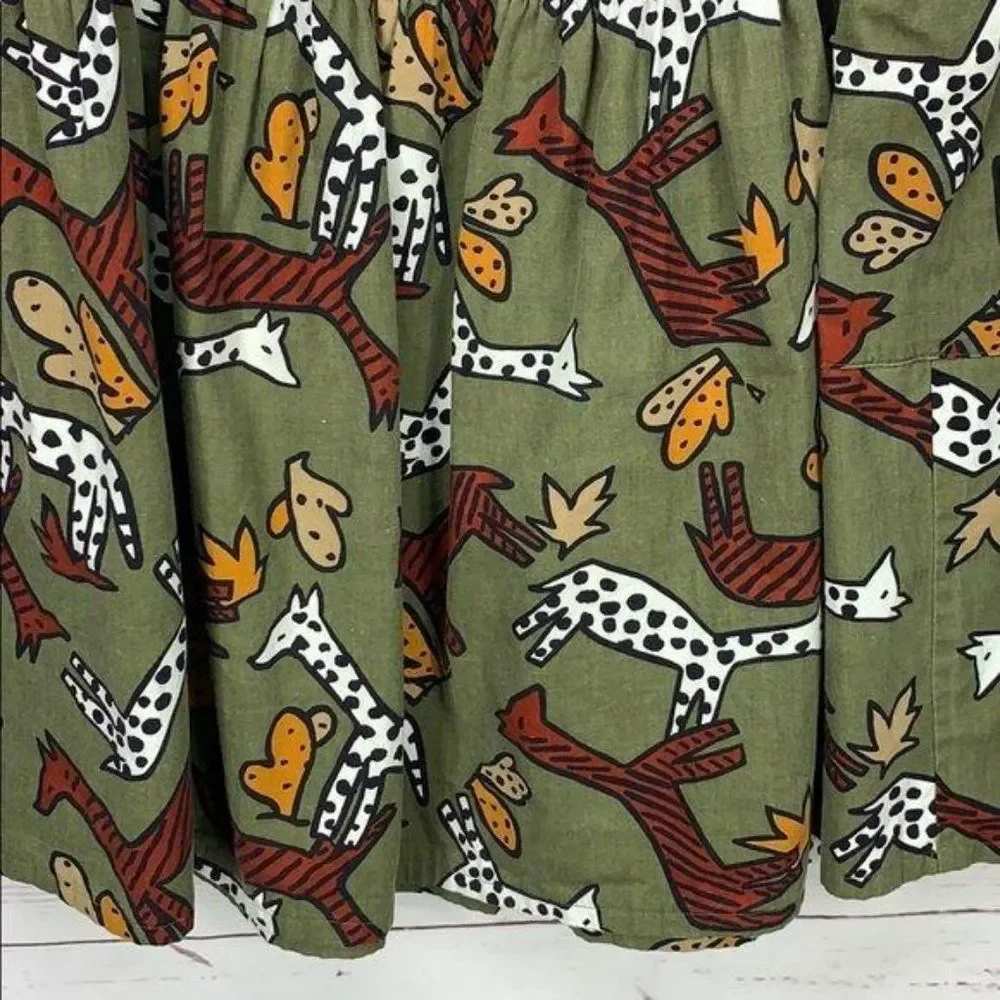Vintage C.C. Company Women's Cottage Core Animal Print‎ Skirt Set Size Small